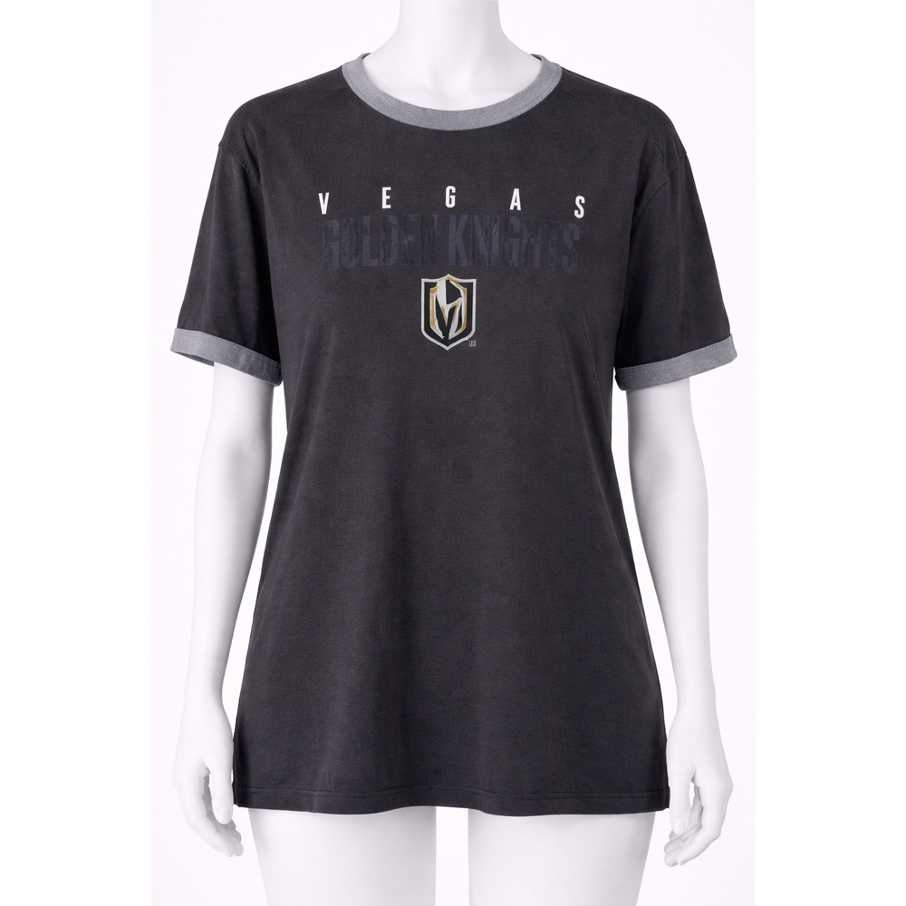 NHL Vegas Golden Knights Mens XL Ringer T-Shirt Charcoal Grey Hockey Fan‎ Tee